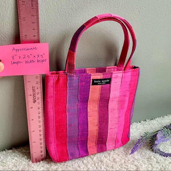 Kate Spade 90s Shantung Top Handle Pink Silk Evening Designer Tote Purse Barbie - Picture 13 of 16